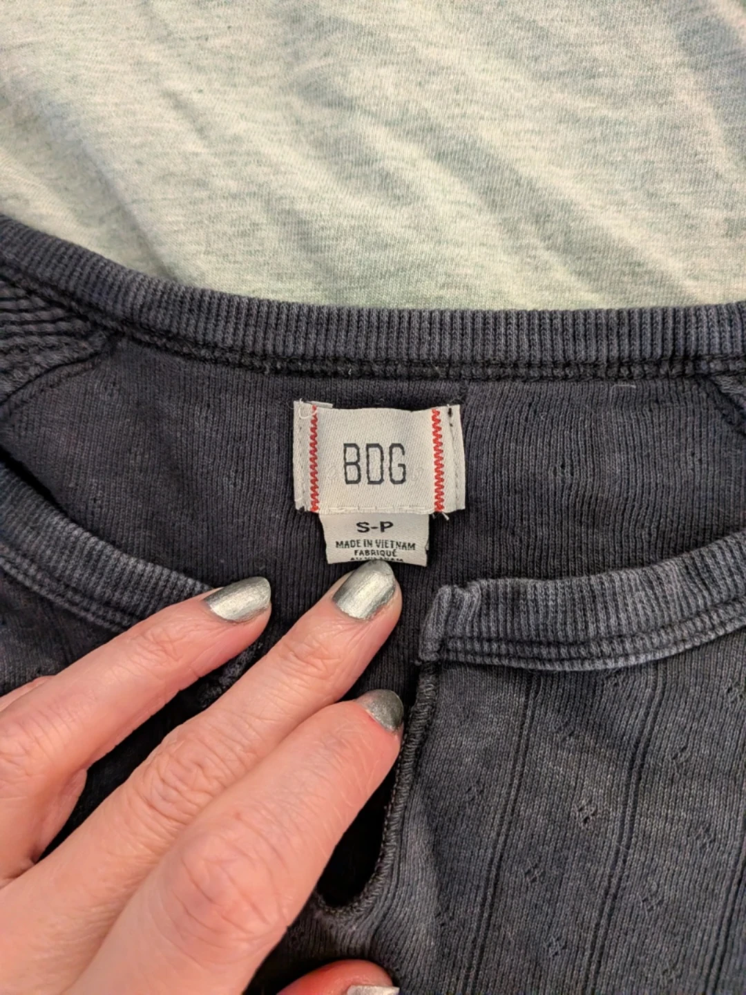 BDG Women's Long Sleeve Thermal Top - Charcoal Grey - Small - photo 2