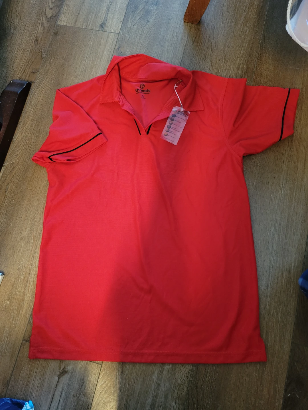 Threads Red Polo Shirt with Black Trim