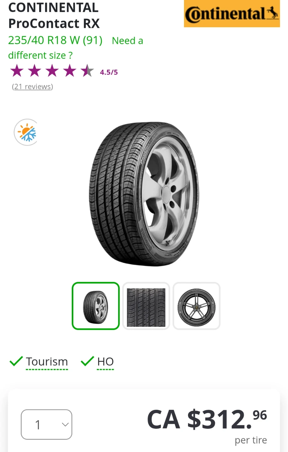 Set of 4 All-Season 18" Tires (235/40R18 91W)