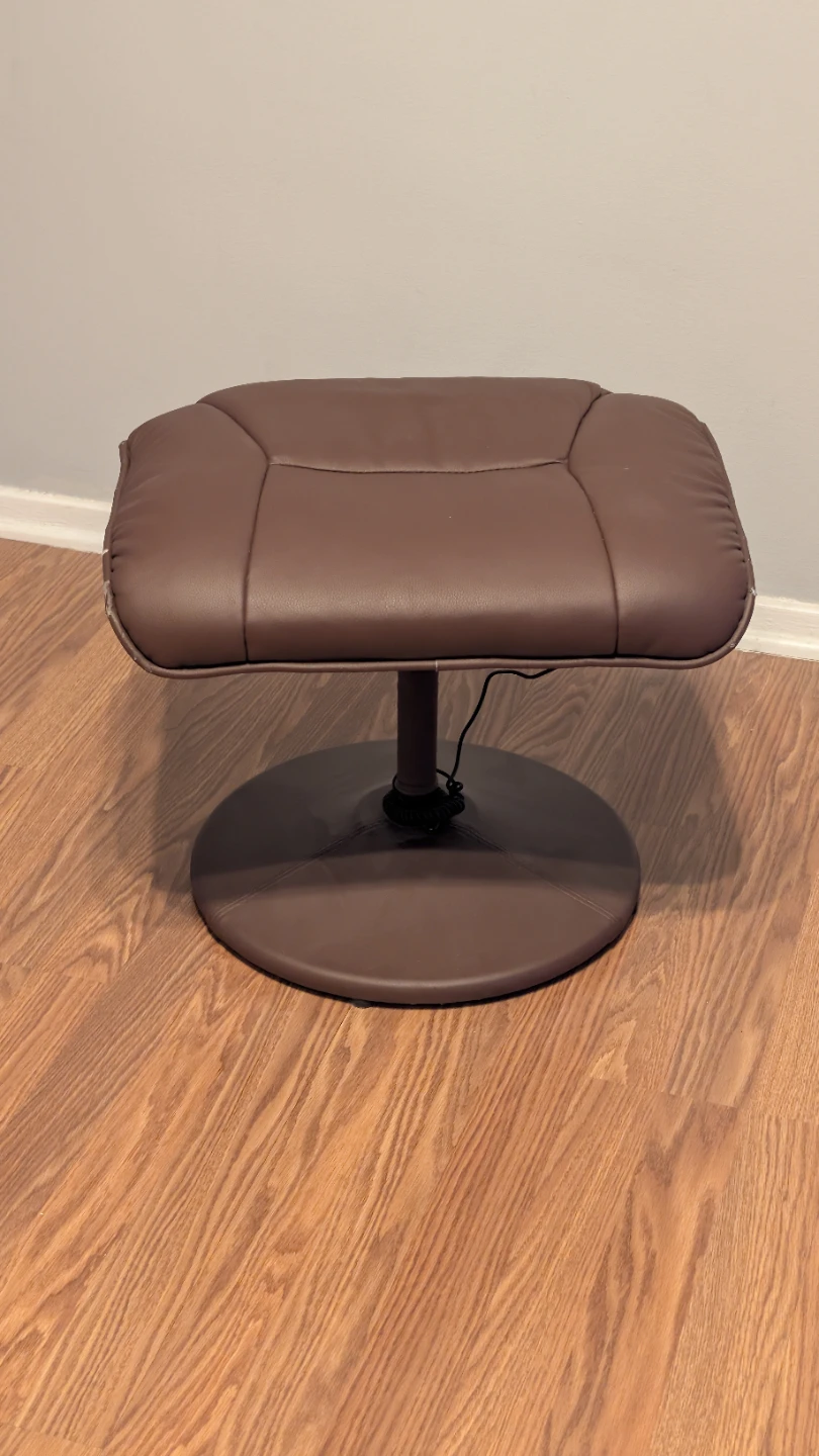 Brown Faux Leather Swivel Footstool Ottoman - photo 2