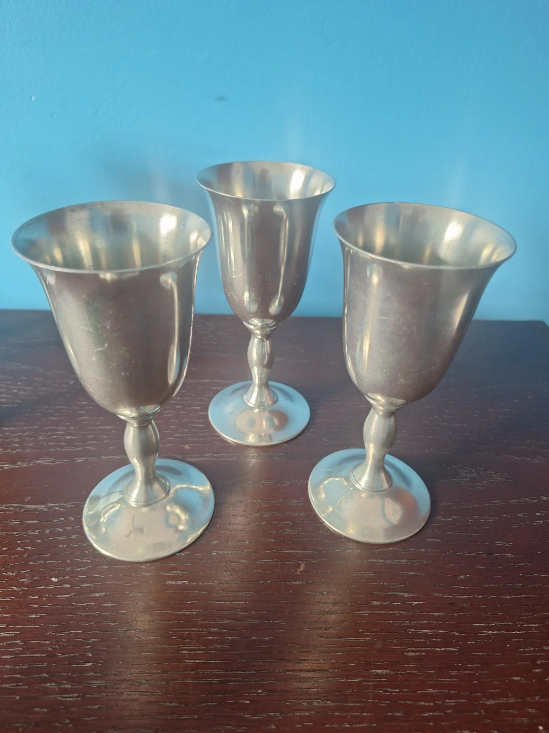 Set of 7 vintage pewter goblets - photo 3