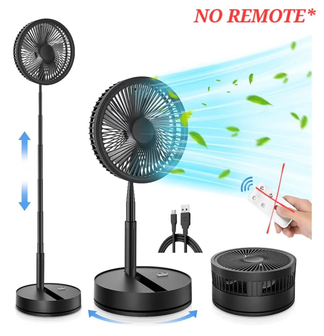 Portable 9" Folding Rechargeable Fan | Adjustable Height | Desk