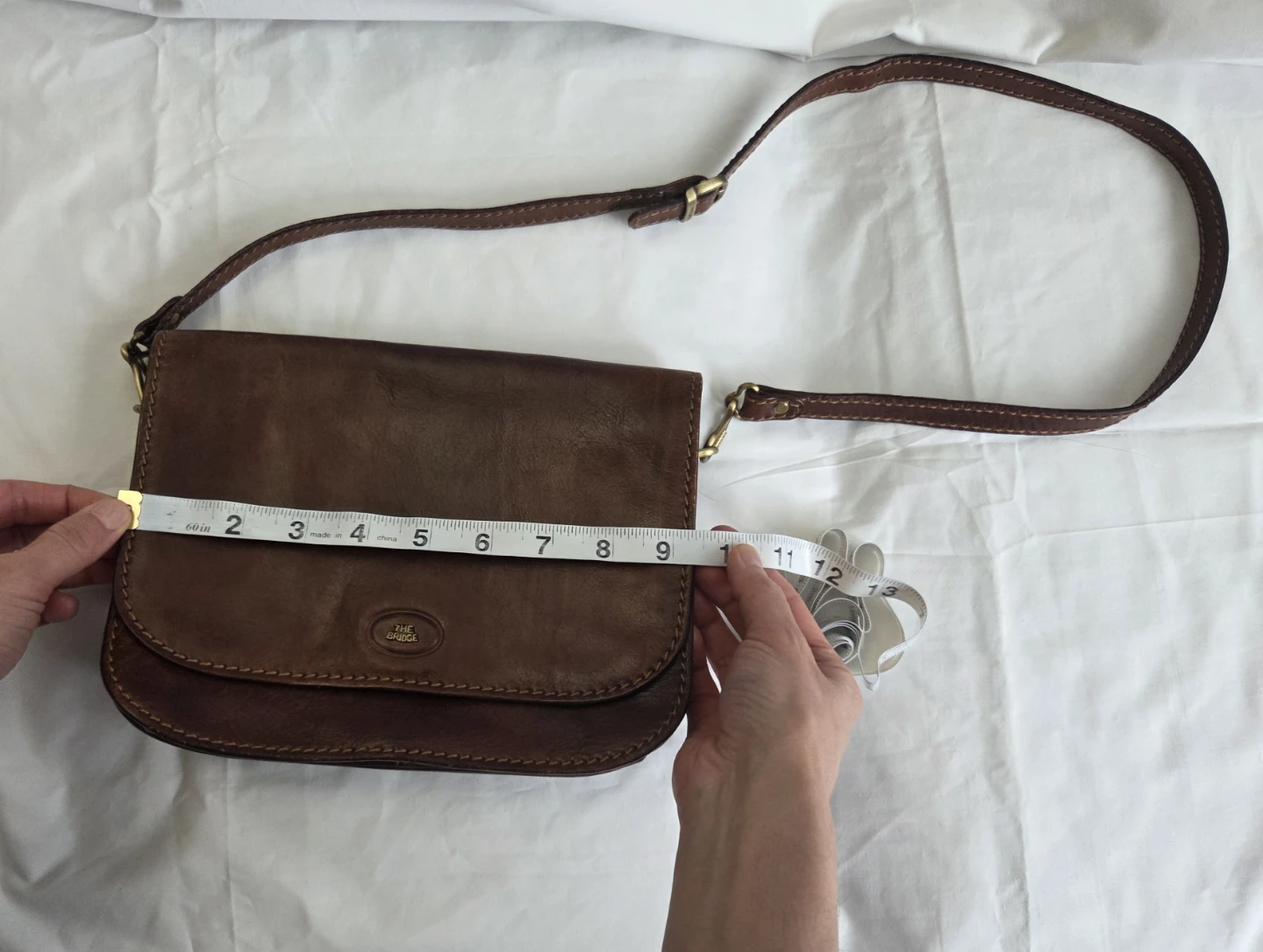 Vintage The Bridge Brown Leather Crossbody Bag