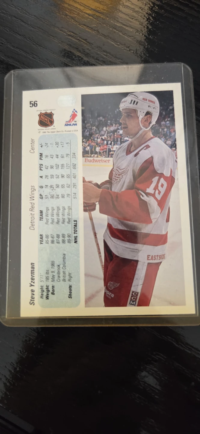 1990 Upper Deck Steve Yzerman Detroit Red Wings Hockey Card - photo 2