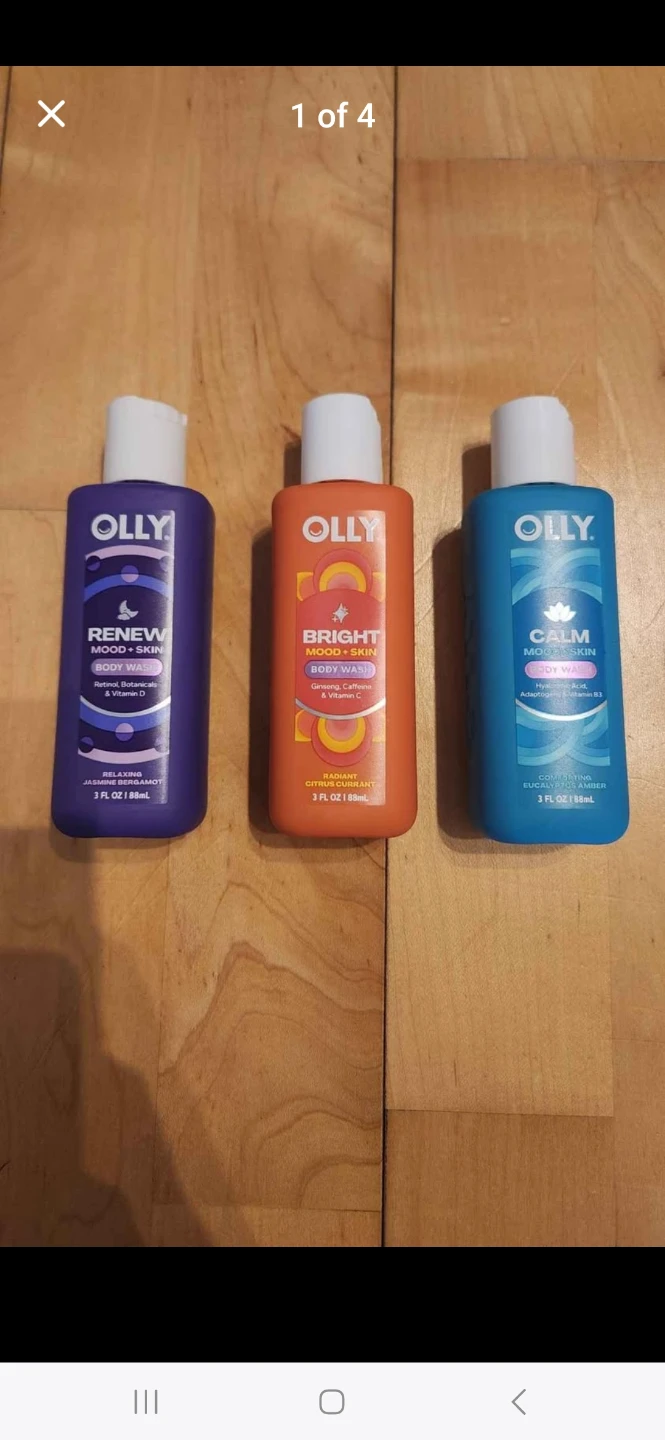 OLLY Renew, Bright, Calm Vitamin Body Wash, Shower Gel Samples