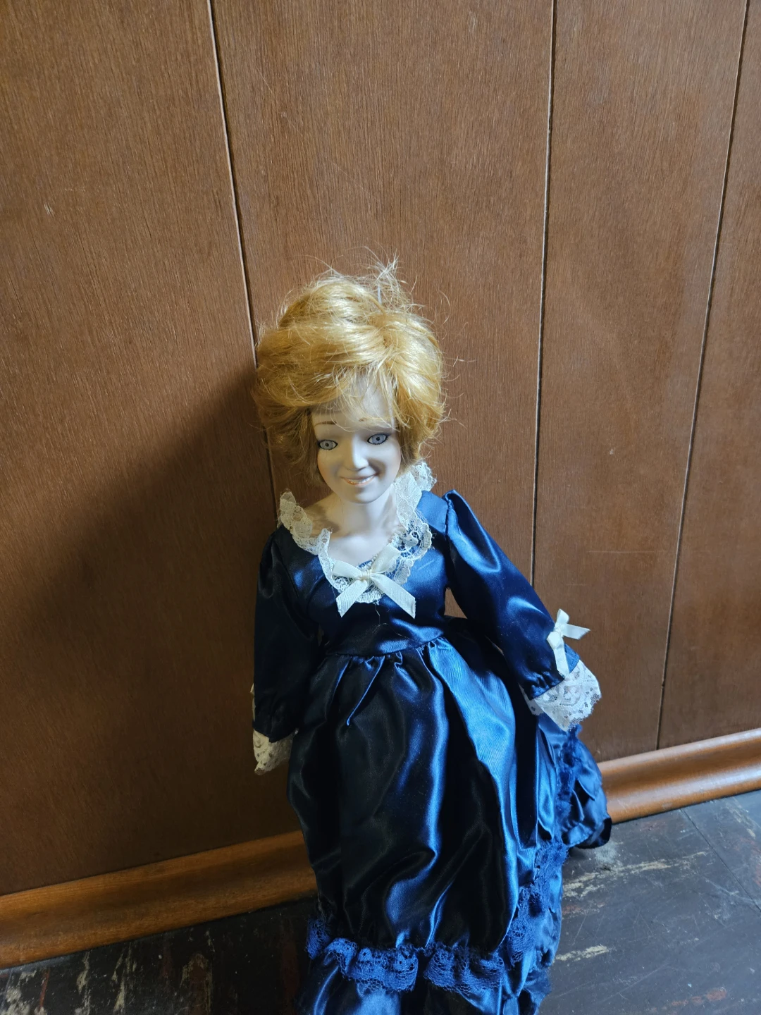 Vintage Ceramic Doll in Blue Gown - photo 2