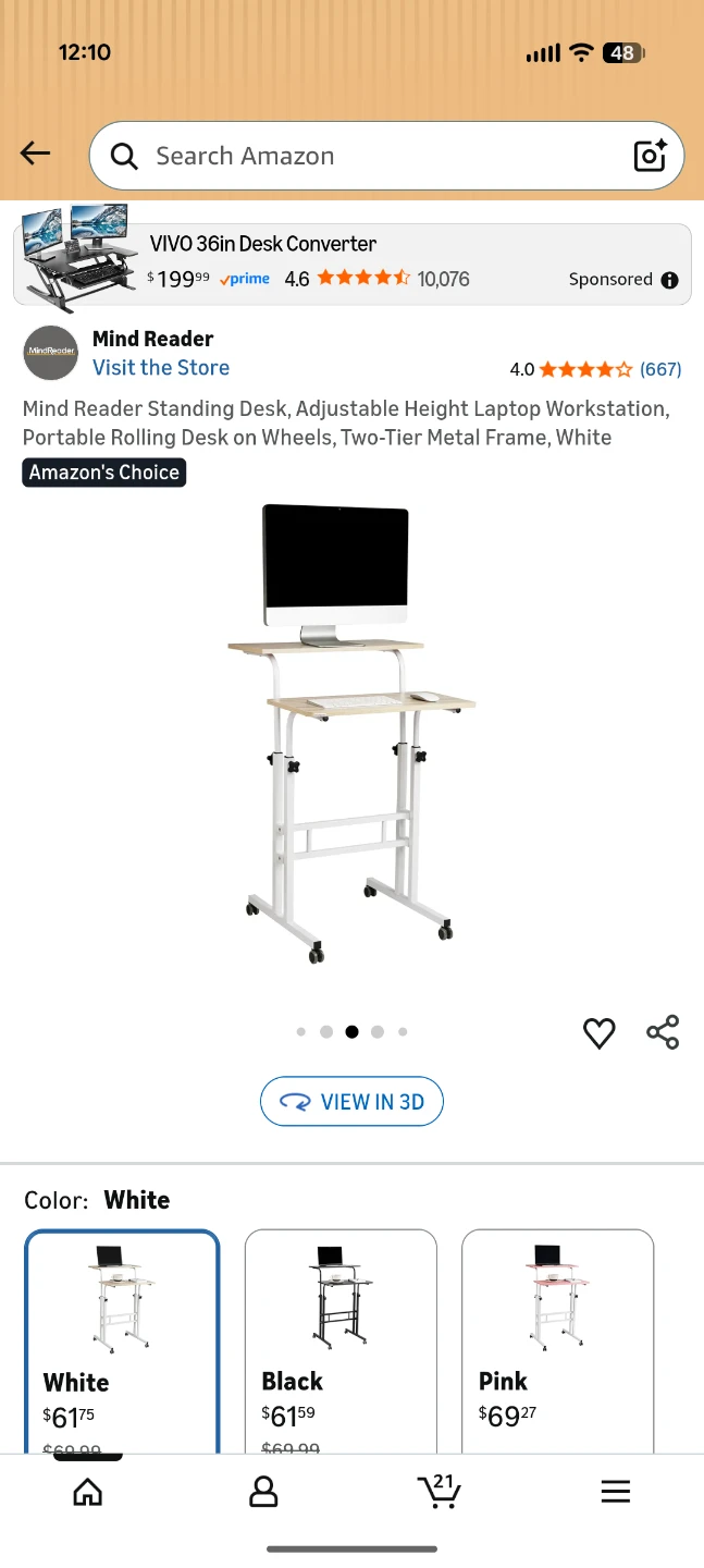 Laptop desk White Adjustable Height Desk Converter