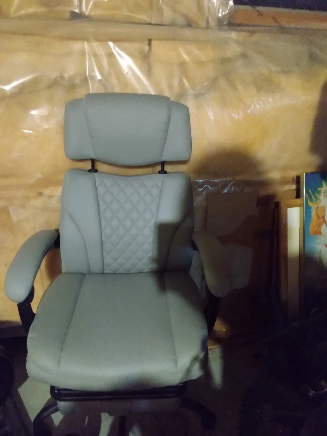 Grey Office Chair with Headrest