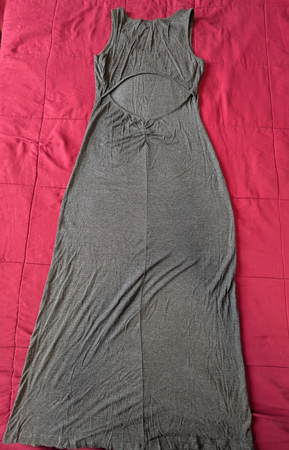Grey Sleeveless Maxi Dress with Back Cutout - photo 5
