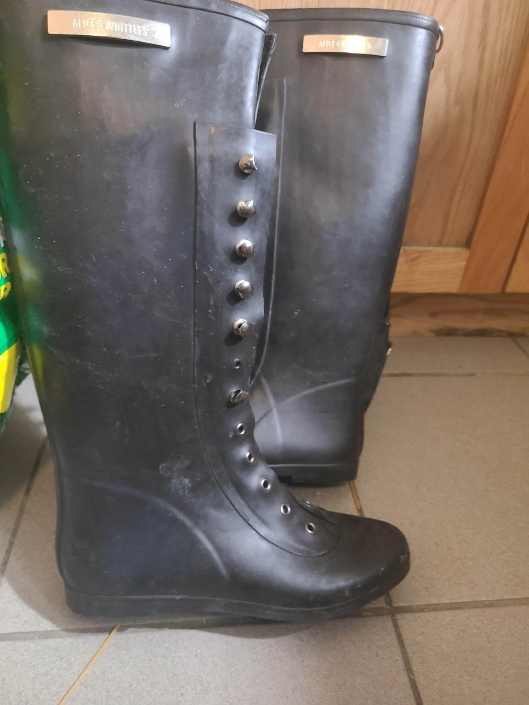 Alice + Whittles Black Rubber Lace-Up Boots - photo 2