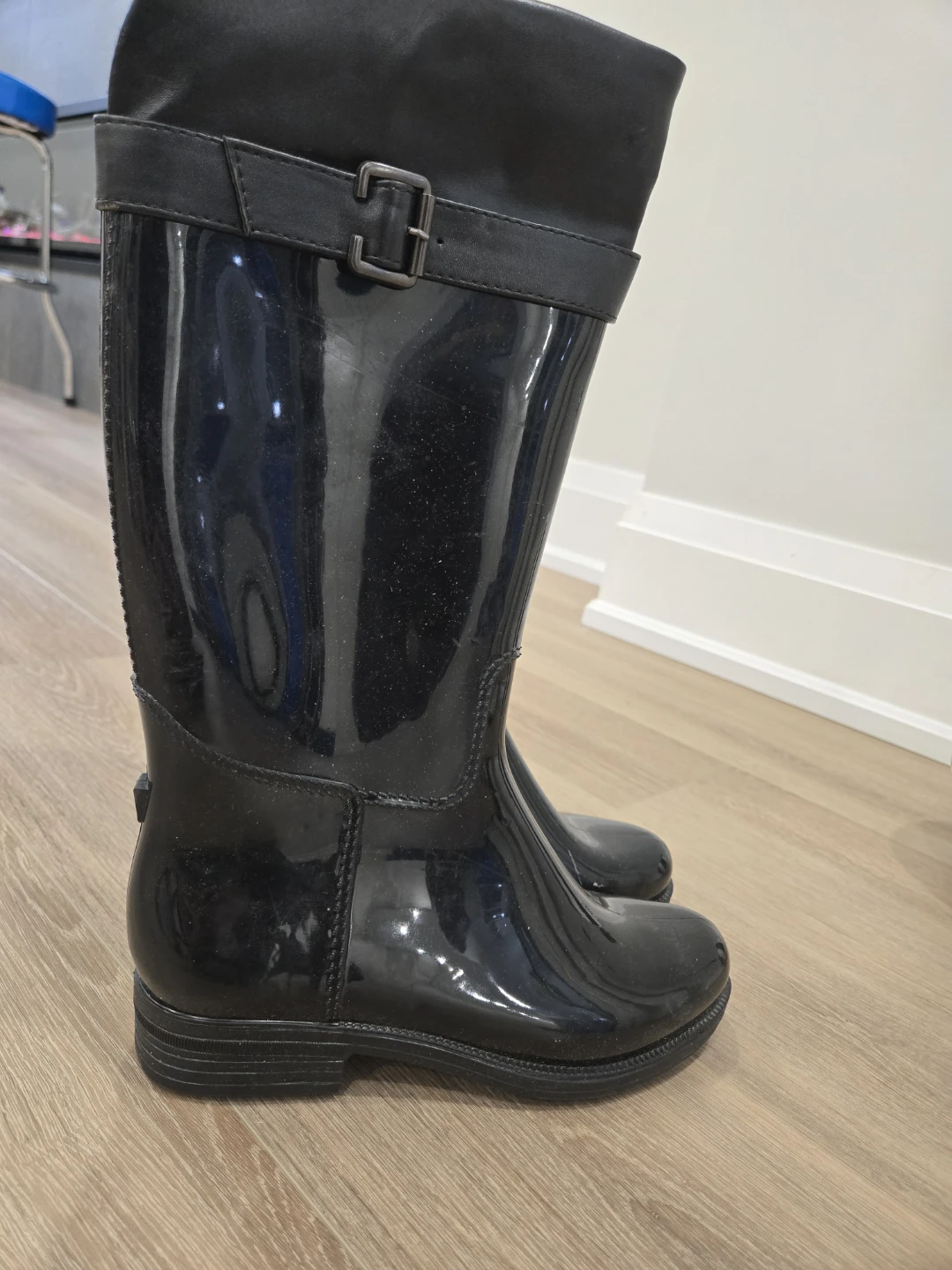Black Rain Boots Size 8
