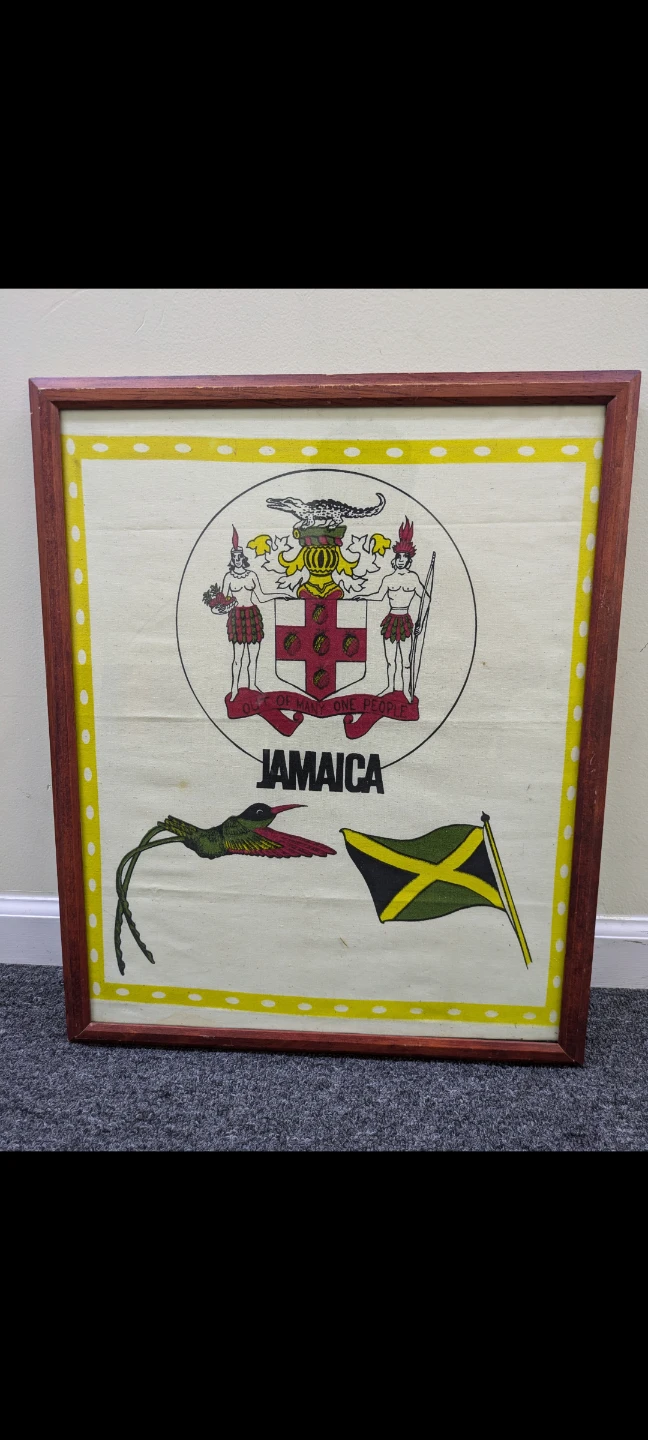 Framed Jamaica Coat of Arms and Flag Art