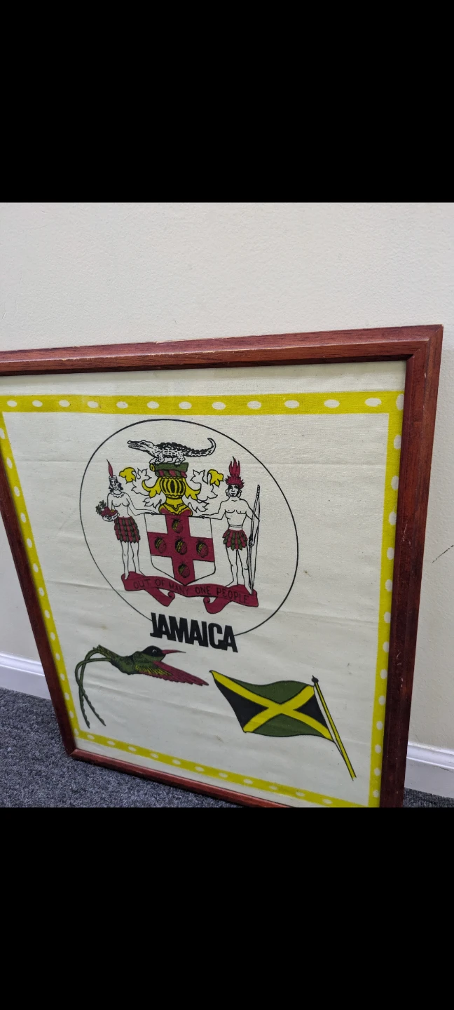Framed Jamaica Coat of Arms and Flag Art - photo 2