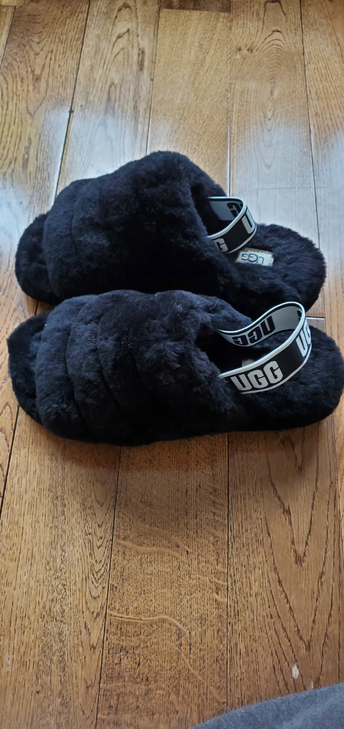 UGG Fluff Yeah Slide Sandals Black Size 6 - photo 3