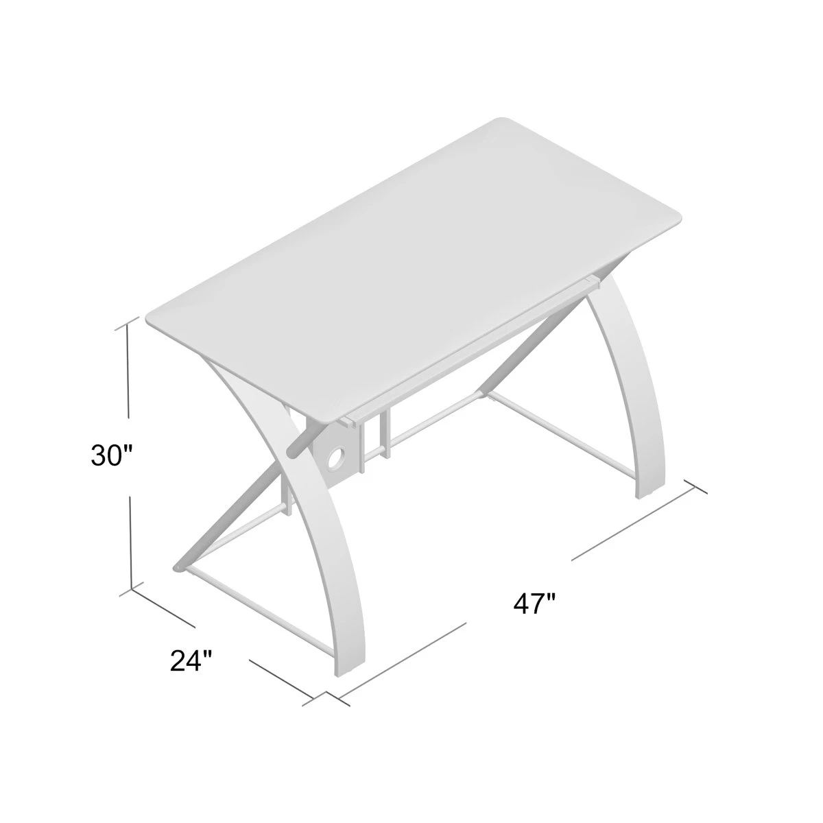 Shatterproof Glass Top Computer Desk with Keyboard Tray - photo 2