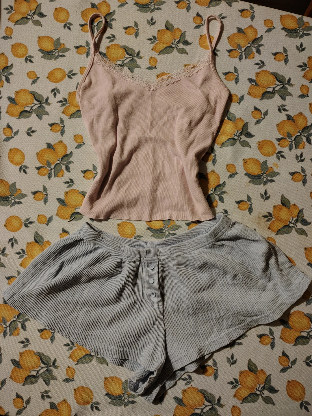 Harlow Lavender Waffle Knit Short and pink tank set