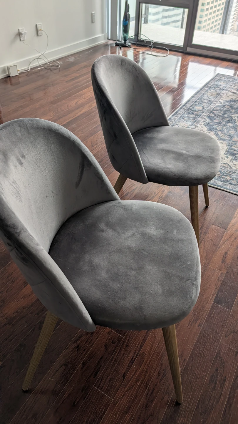 Grey Velvet Dining Chairs - Set of 2