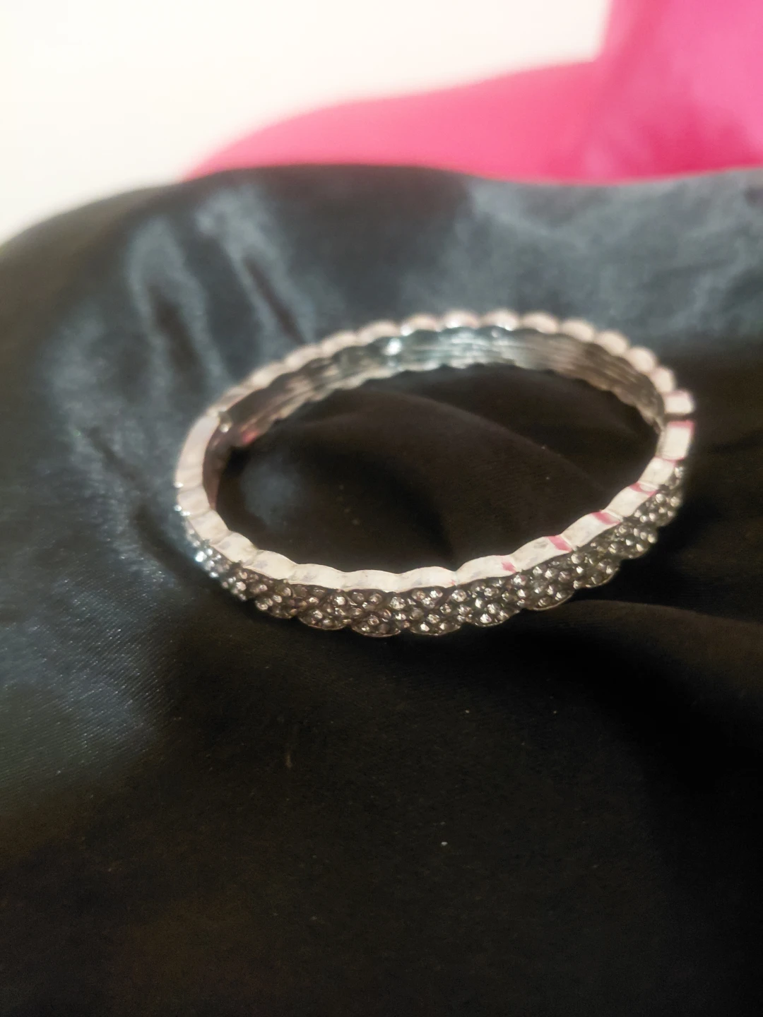 Silver Tone Crystal Bangle Bracelet those are diamond 💎