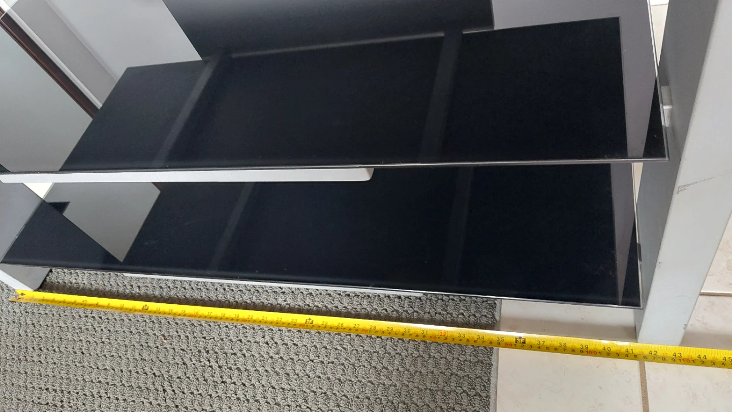 3-Tier TV Stand with Black Glass Shelves - photo 2