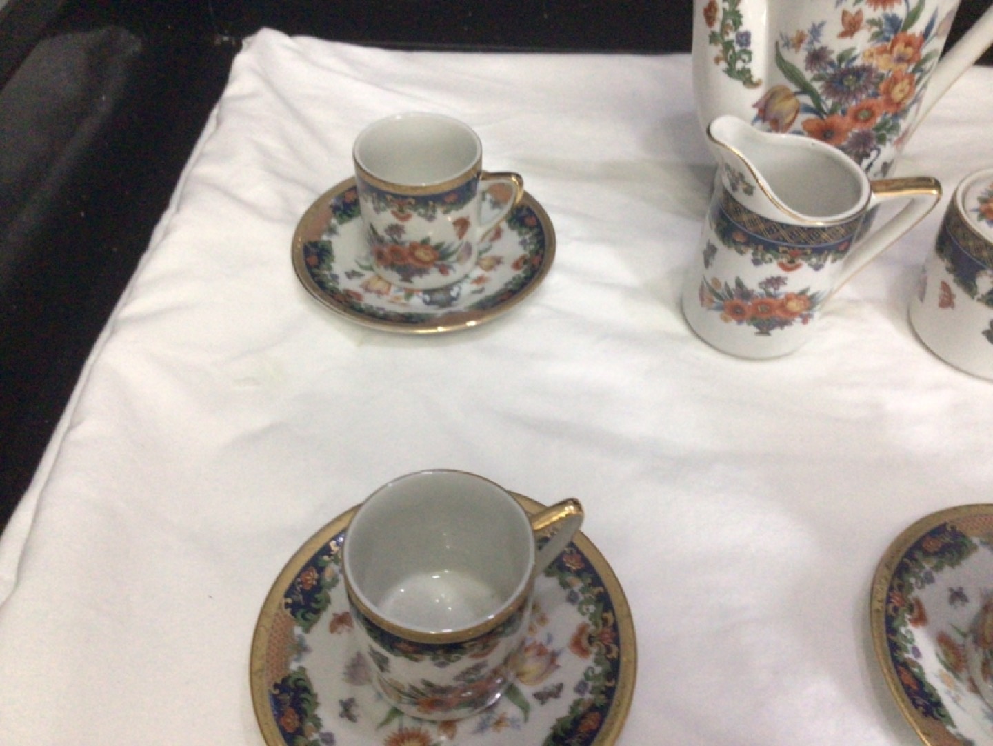 Floral Coffee Tea Set 6 Cups Saucers Creamer Sugar Pot - photo 2