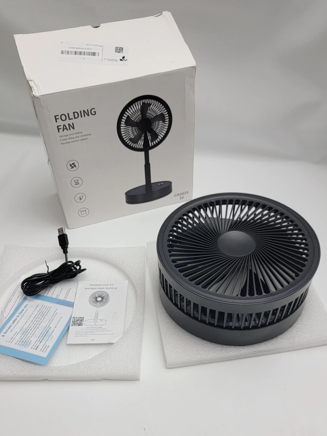 Portable 9" Folding Rechargeable Fan | Adjustable Height | Desk - photo 2