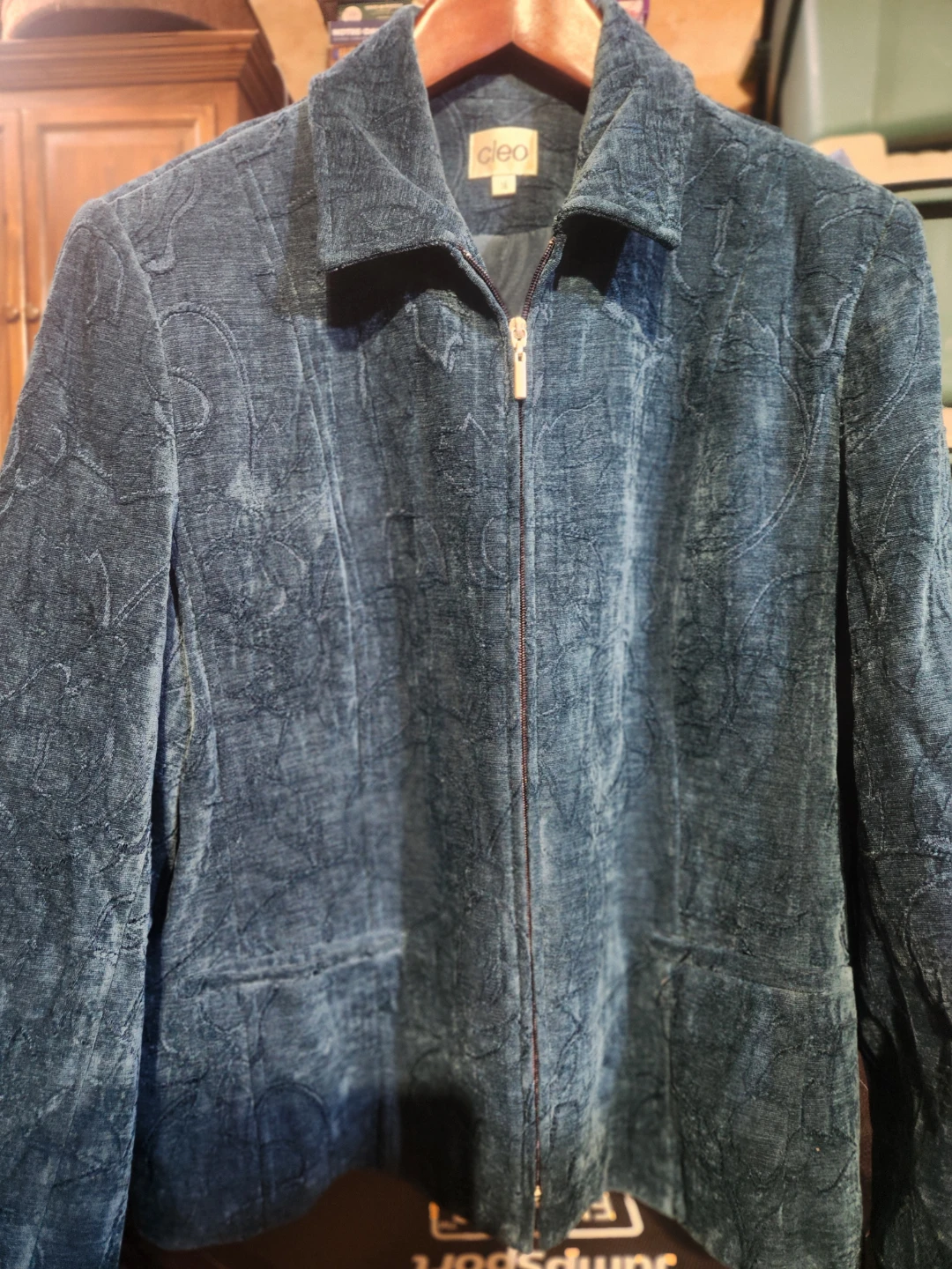 Cleo Teal Velvet Burnout Blazer - photo 3