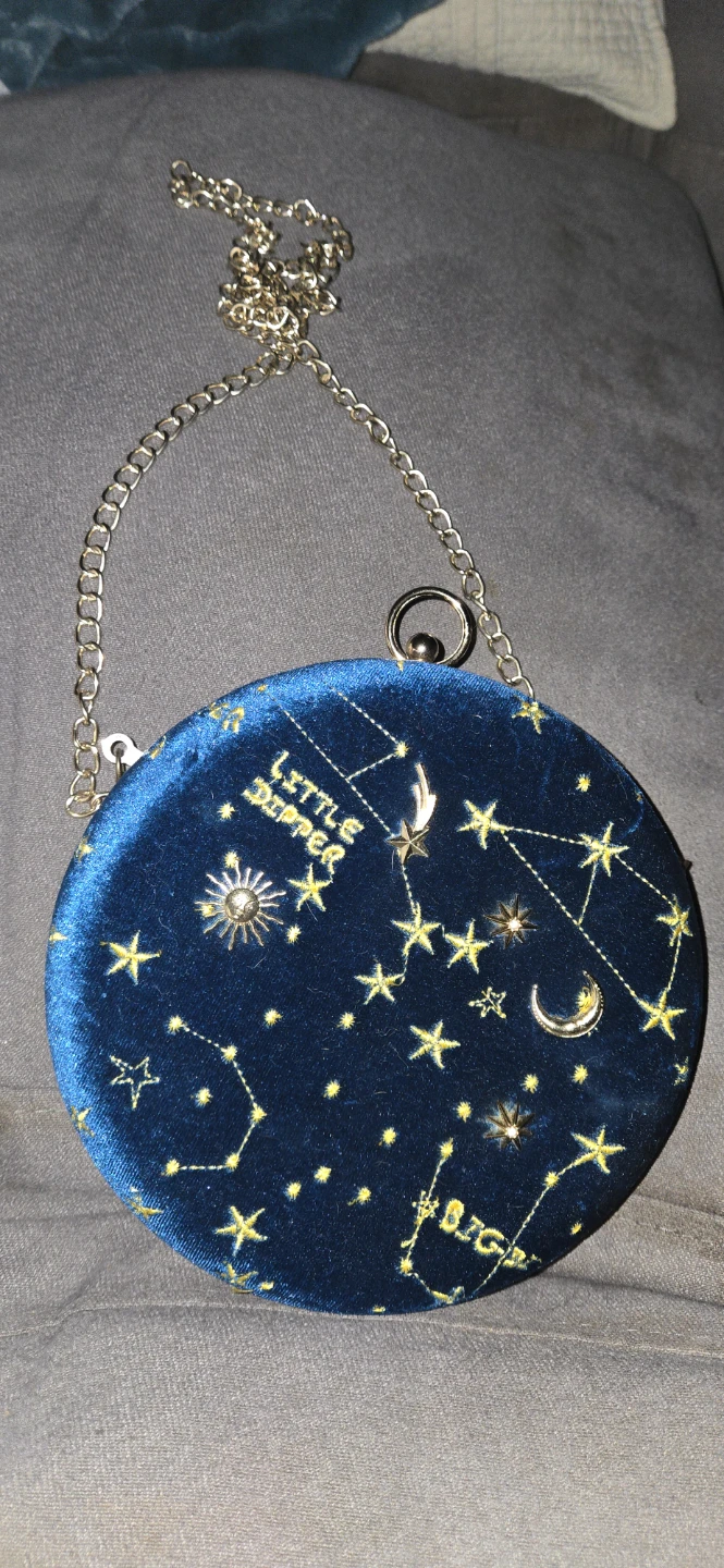 Blue Velvet Round Clutch Purse