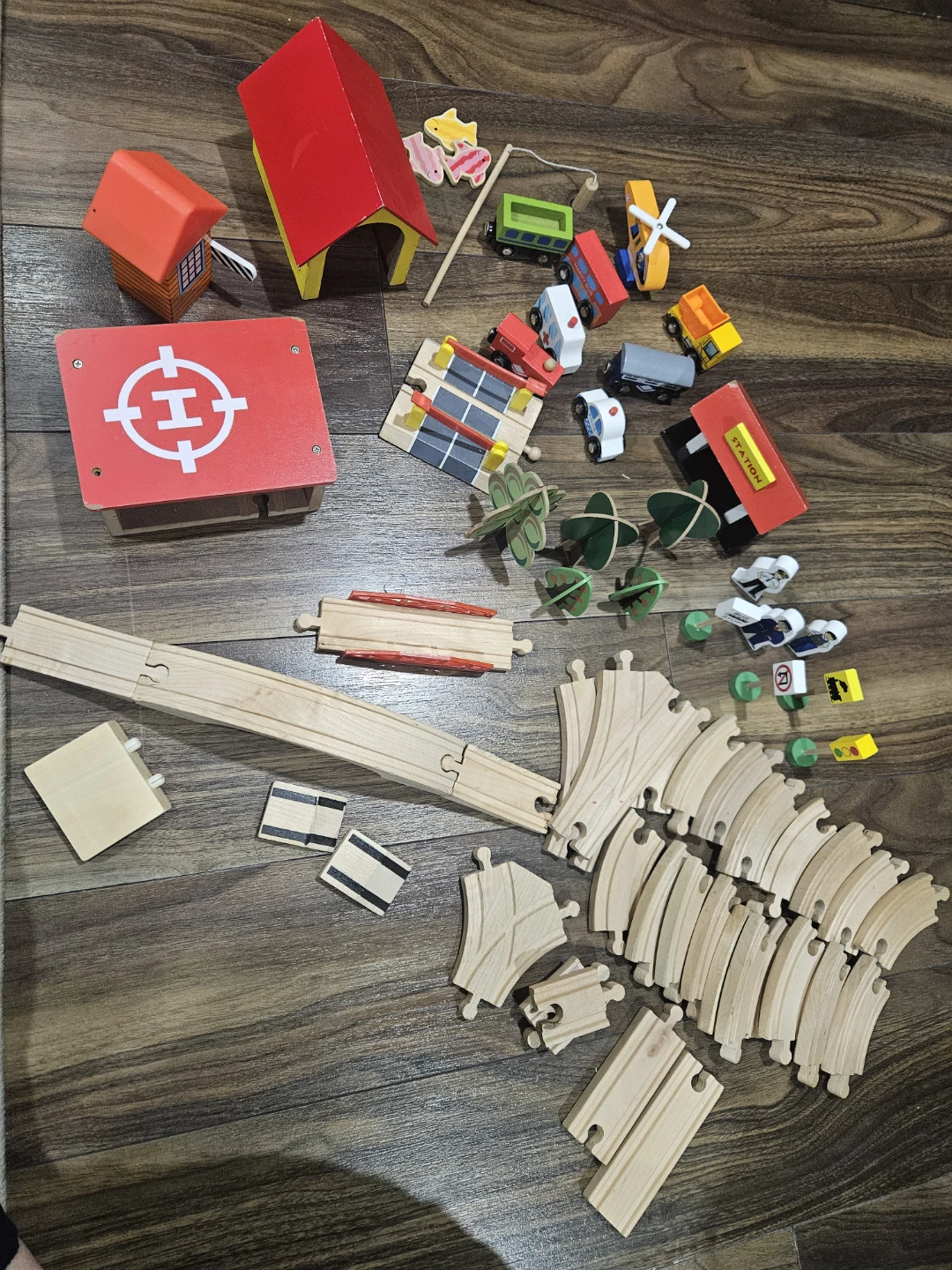 Wooden Train Set with Accessories