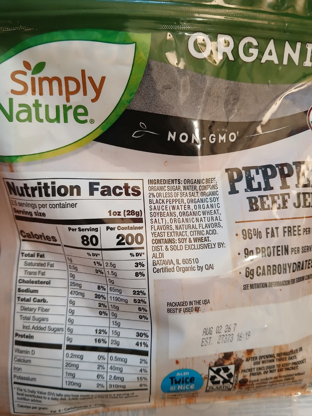 Simply Nature Organic Peppered Beef Jerky - 2.5 oz  🧡 - photo 2