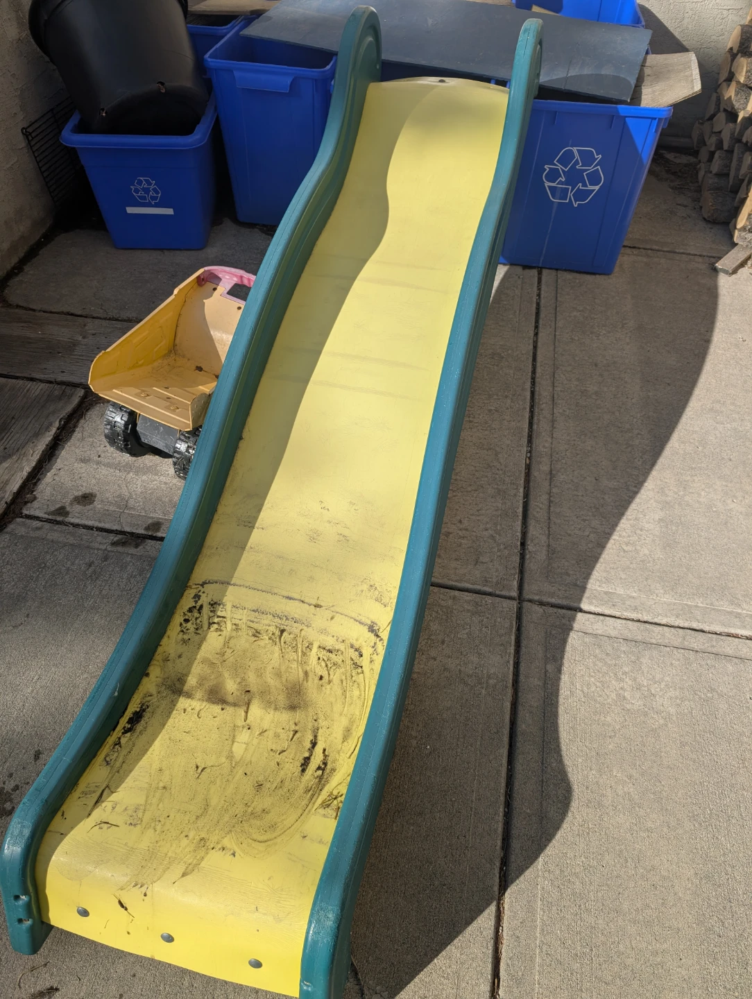 Yellow and Teal Plastic Kids Slide