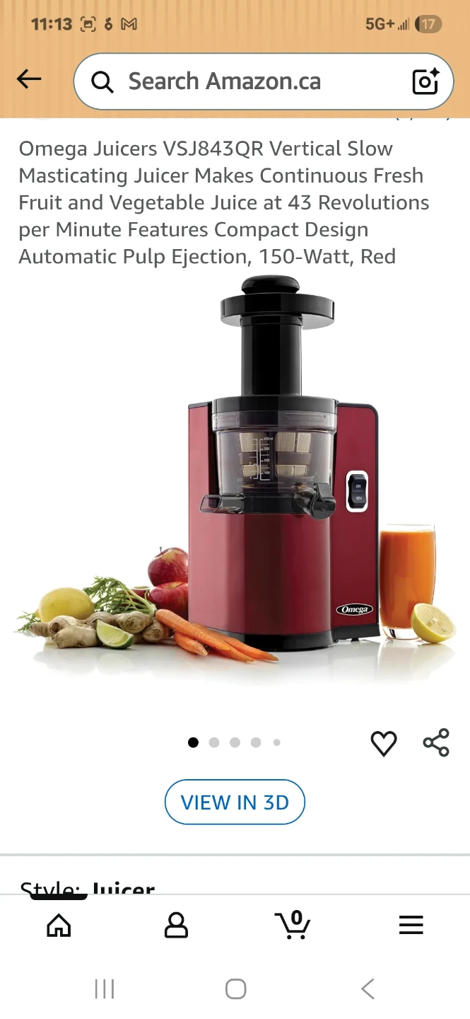 Omega VSJ843QR Cold Press 365 Juicer - Red - photo 2
