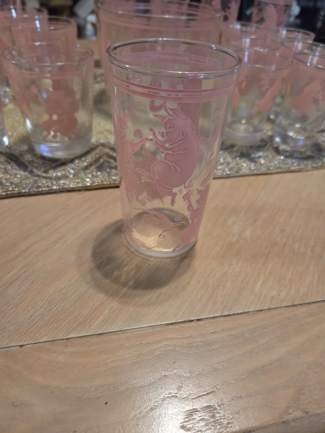Vintage Pink Pig Glasses Set