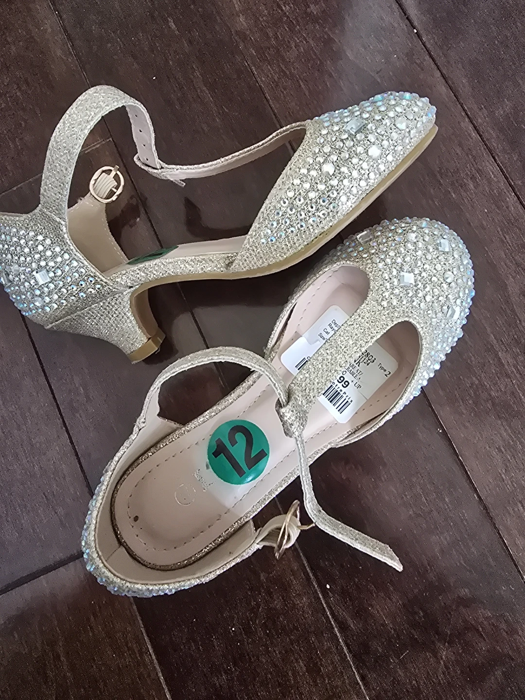 Girls Glitter Mary Jane Shoes Size 12