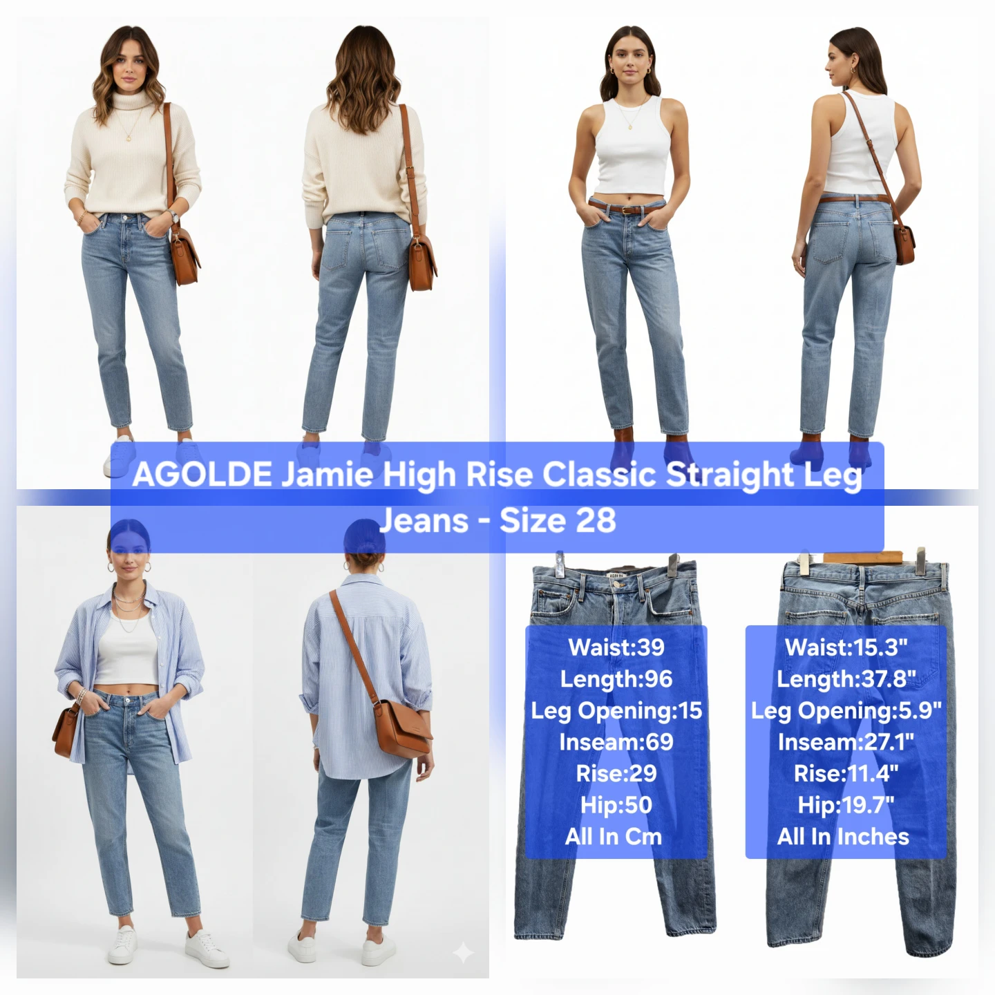 AGOLDE Jamie High Rise Classic Straight Leg Jeans Size 28
