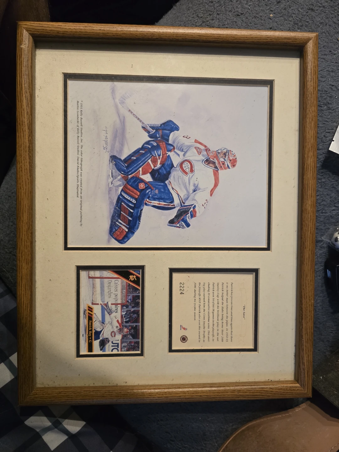 Framed Patrick Roy Montreal Canadiens Hockey Art & Card