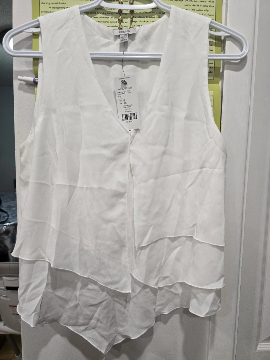 Tristan White Sleeveless Ruffled Top Size XS - photo 2