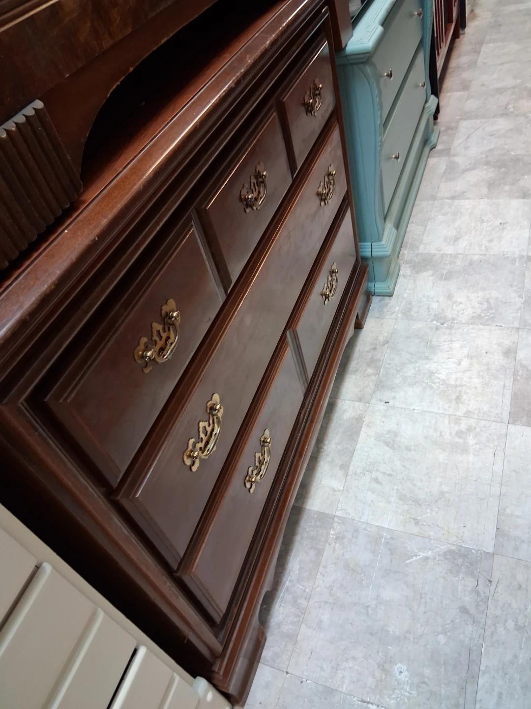 Wooden Dresser with Brass Pulls