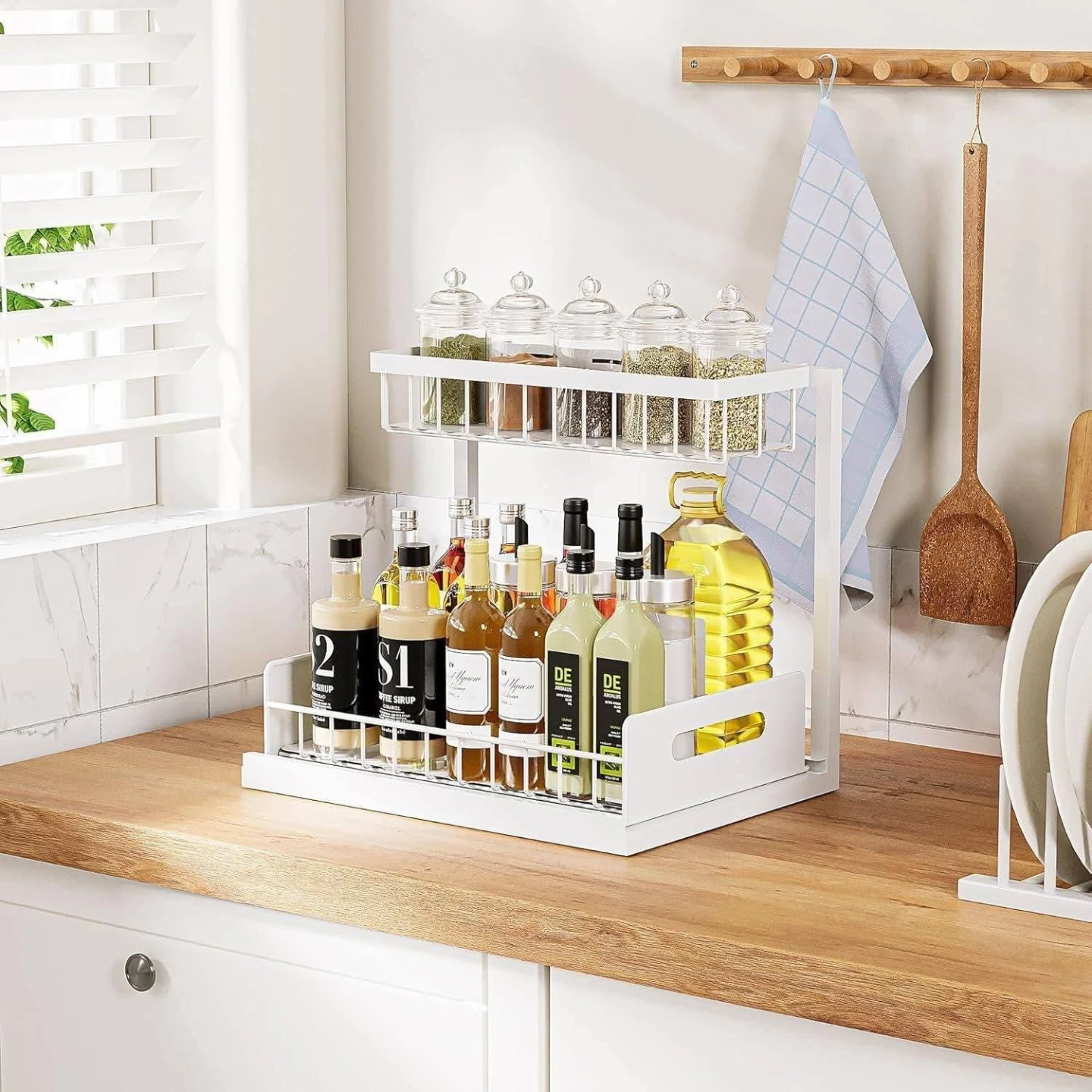2-Tier Sliding Cabinet Organizer
