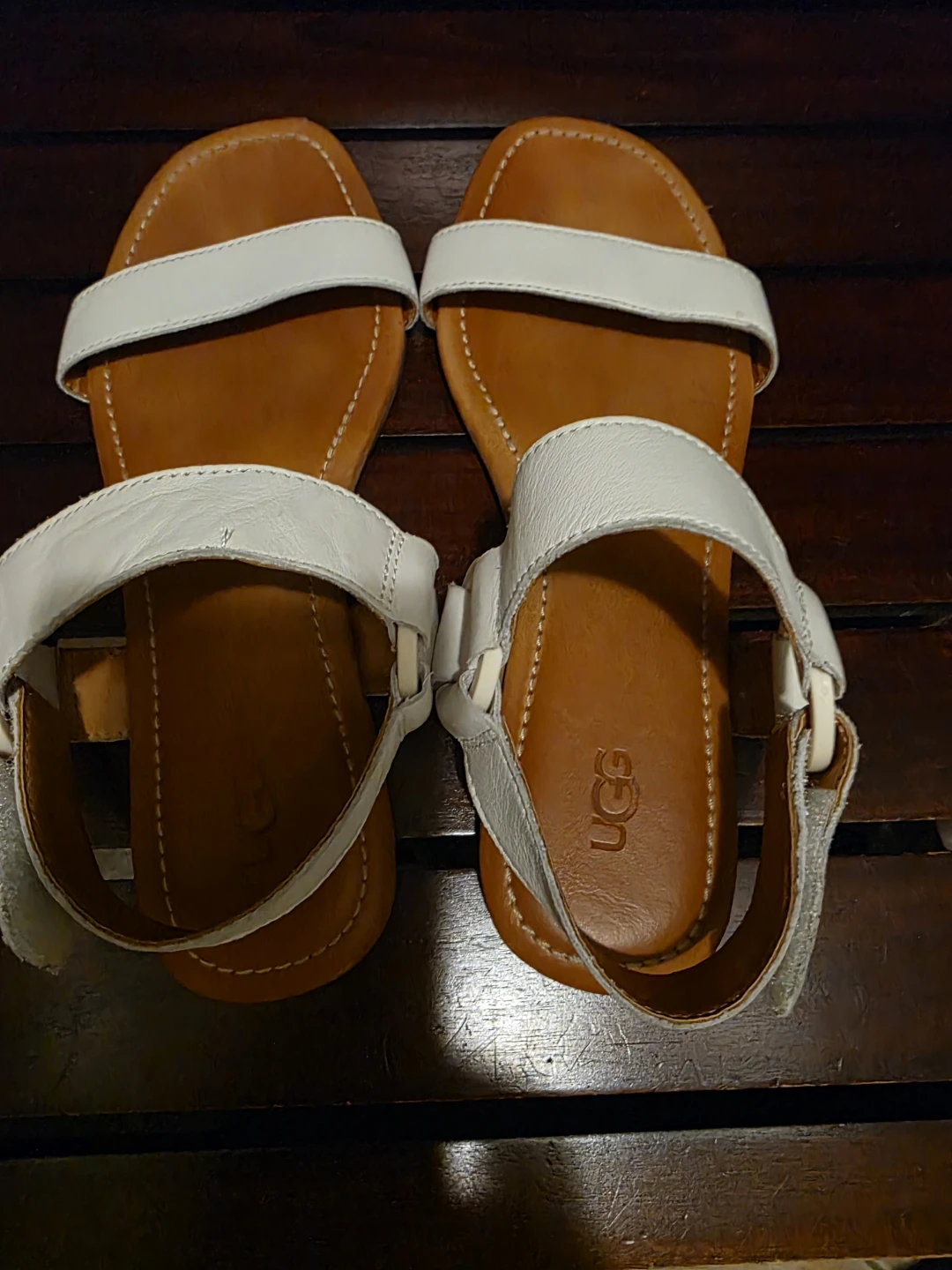 UGG White Leather Strap Sandals available until Mar 10.