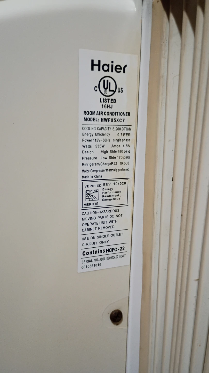 Haier Room Air Conditioner 5,200 BTU/h Model: HWF05XC7 - photo 2