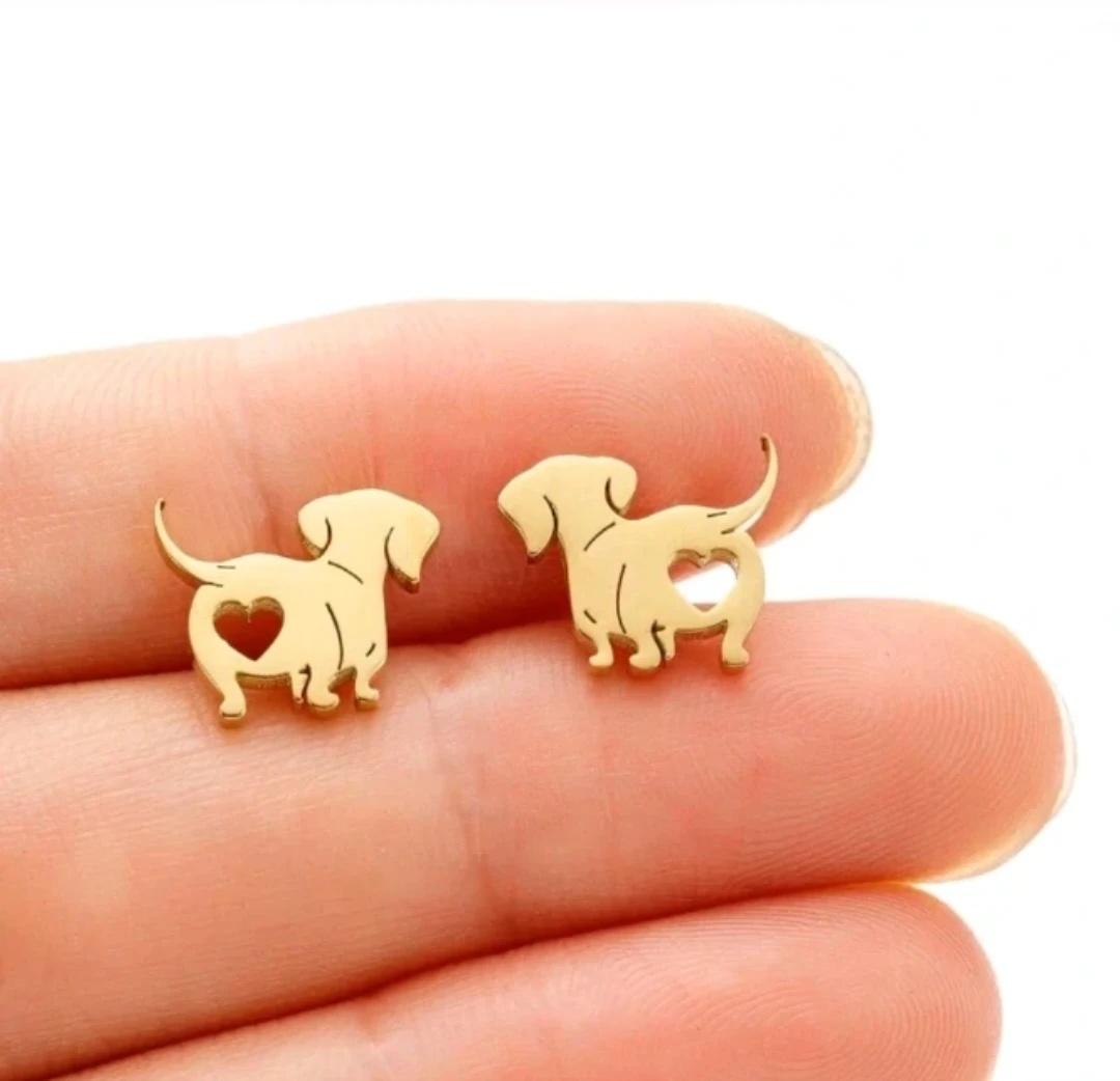 Dachshund Dog Earrings - Gold Tone - photo 2