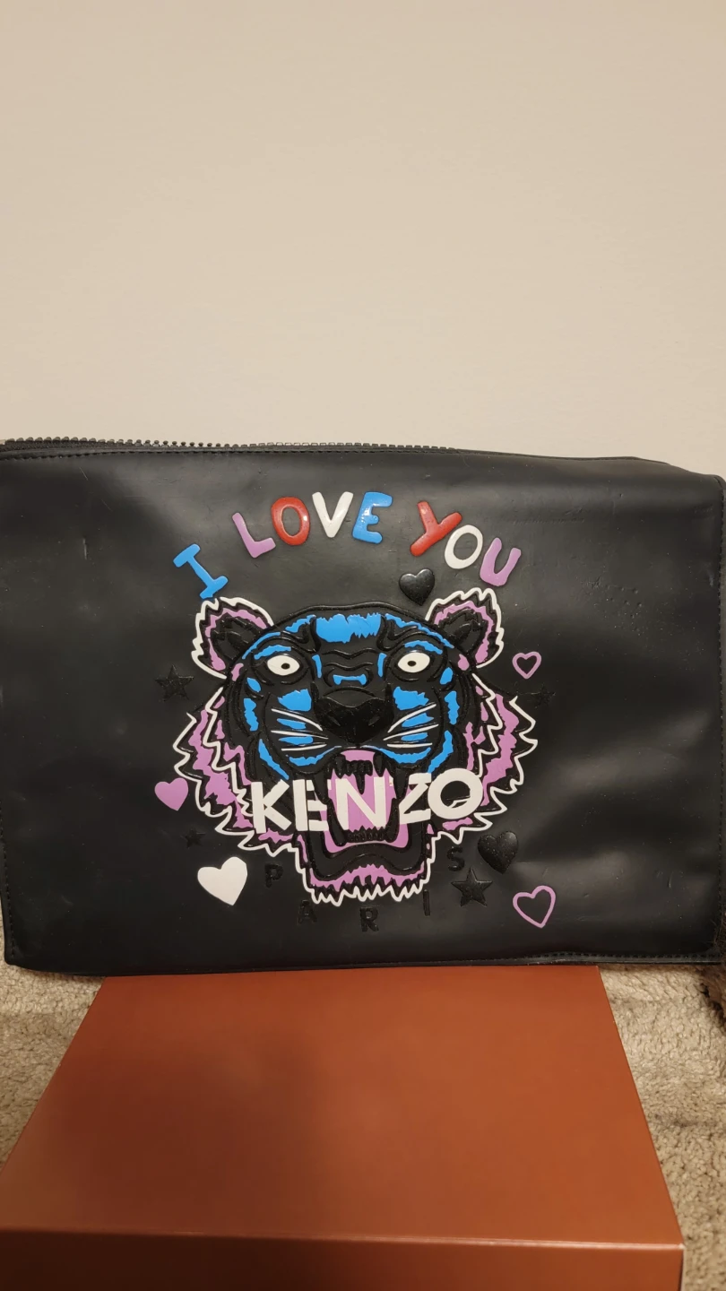 KENZO Black Tiger I Love You Clutch Pouch - photo 3