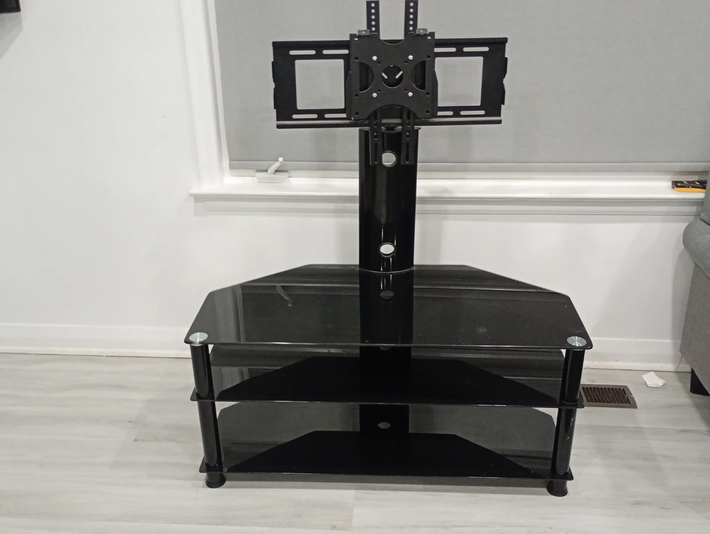 Black Glass TV Stand with Mount