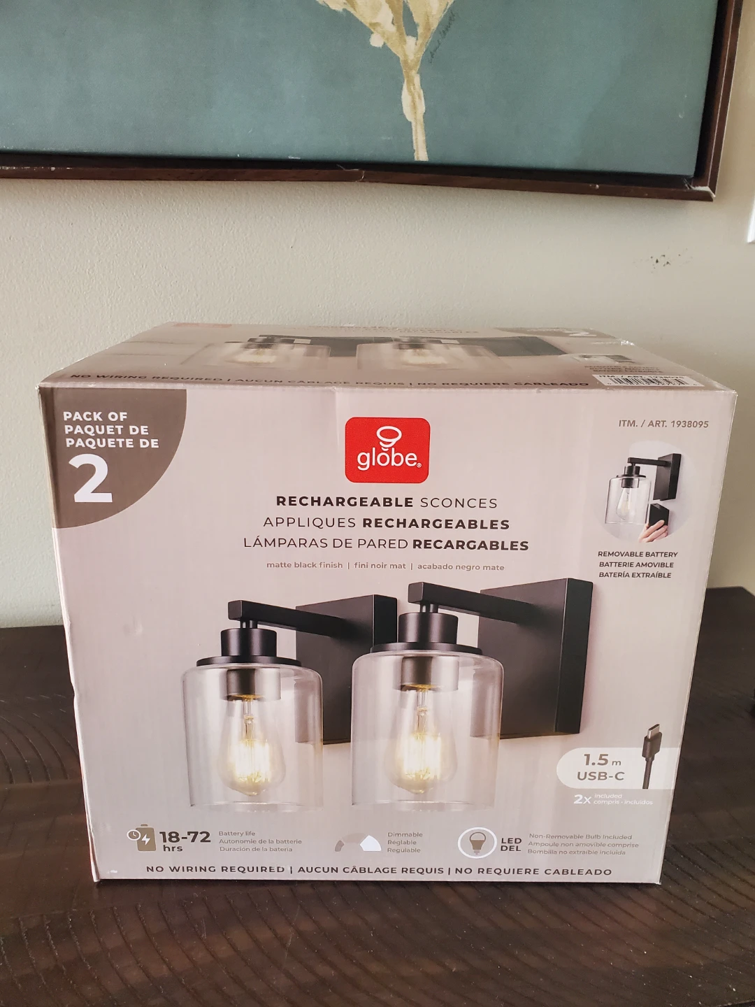 LED RECHARGEABLE WALL SCONCES 2 PACK NEW