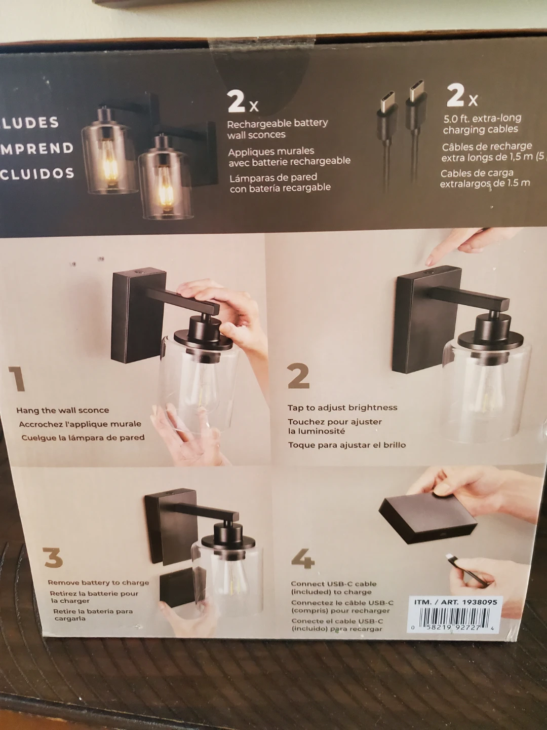 LED RECHARGEABLE WALL SCONCES 2 PACK NEW - photo 3