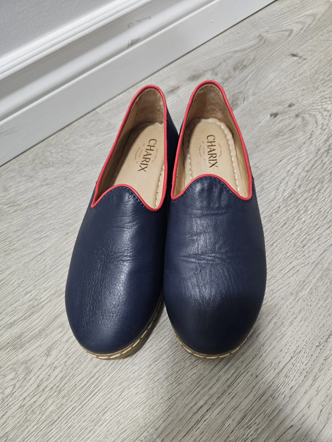 CHARIX Navy Leather Loafers