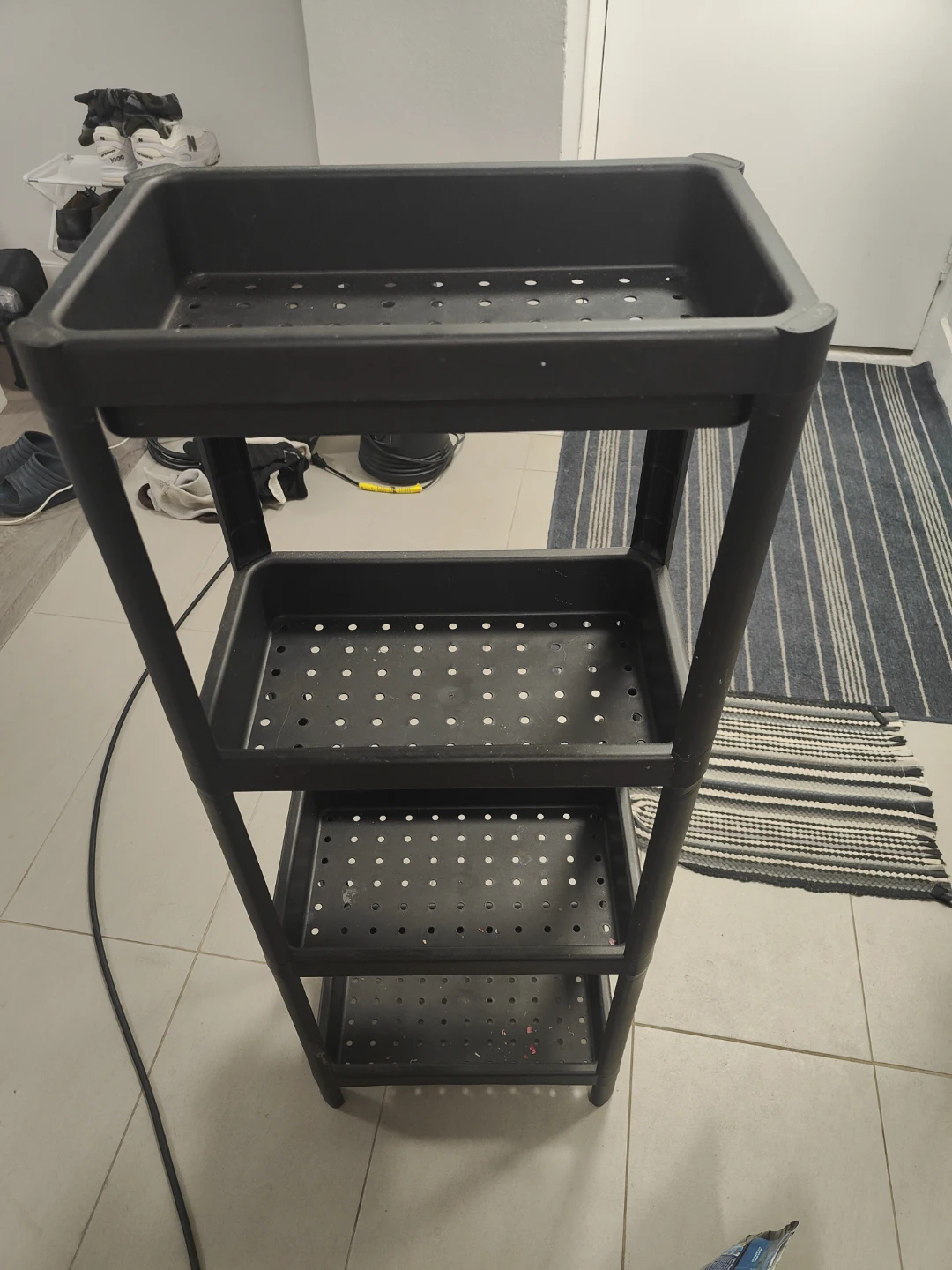 Black 3-Tier Plastic Shelf Unit