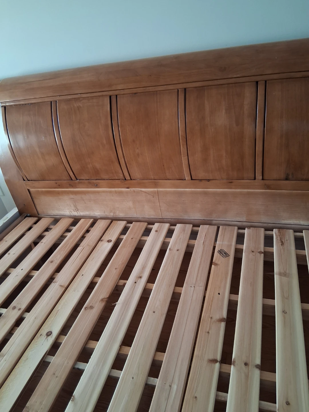 King Size Wooden Bed Frame with bedside table - photo 5