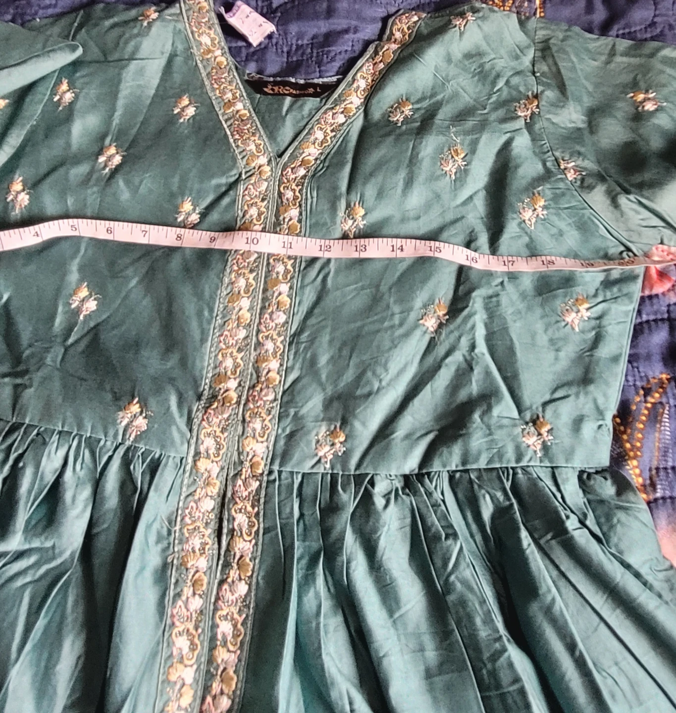 RG Fashion Teal Embroidered Kurti with Pants and Dupatta - photo 3