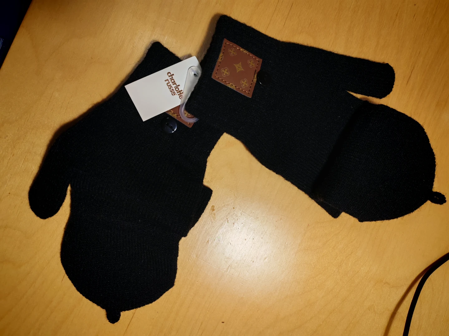 Charlotte Russe Black Convertible Mittens Gloves - photo 4